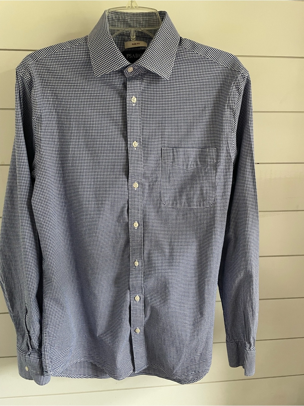 Jos. A. Bank Navy and White Micro-Check Dress Shirt